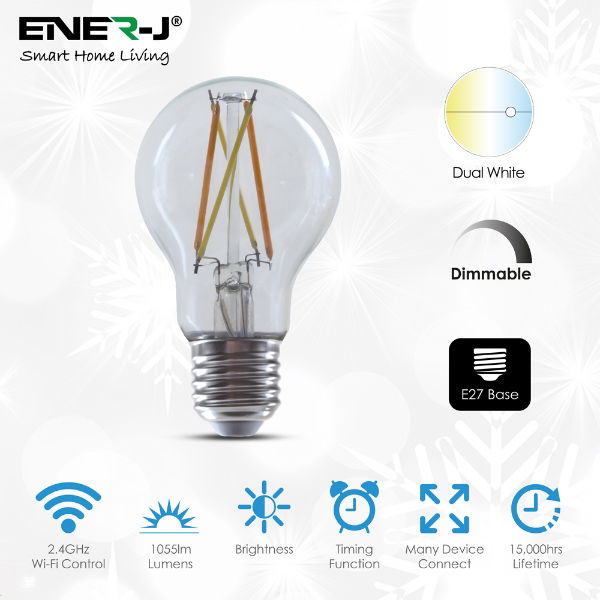 Smart WiFi CCT Changing & Dimmable GLS A60 LED Lamp E27 8.5W