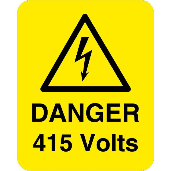 DANGER 415V 80 X 35MM STICKER (EACH)