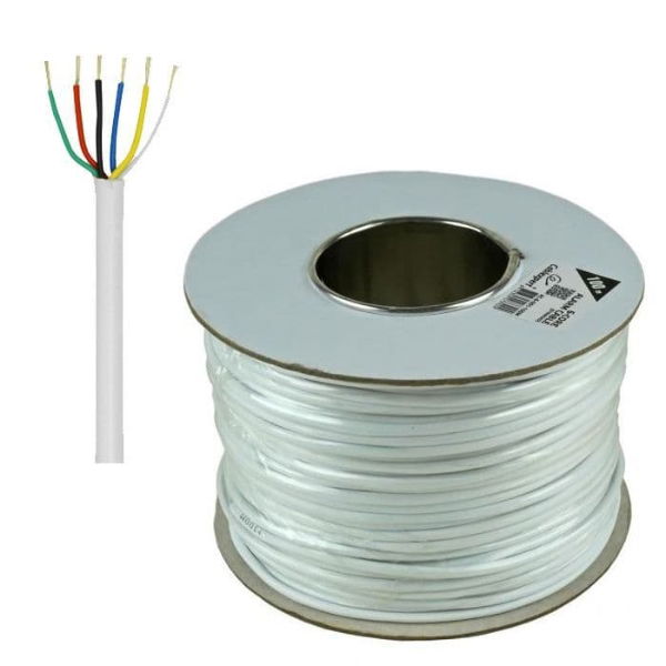 6 Core Alarm Cable White (100m Drum)