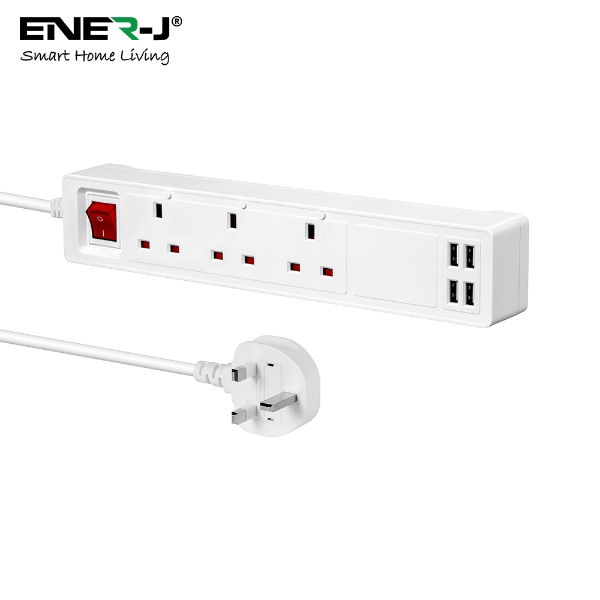 13A SMART Wi-Fi Power Strips with 3 Sockets & 4 USB