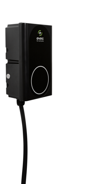 7.4kW Smart EV Charger, 5m Tethered Lead w/ Wall Holster - Black, Wall Mount